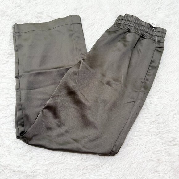 Women Old Navy Shiny Satin High Rise Wide Leg Pants in Olive Green Size Small - Picture 1 of 11